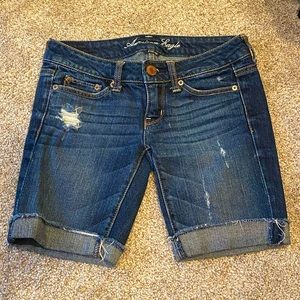 American Eagle AE 00 Distressed Stretch Bermuda Shorts